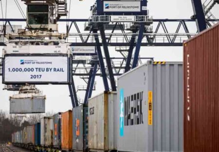 Port of Felixstowe handles 1 million TEU by rail